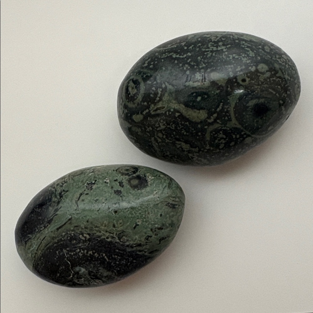 Kambaba Jasper palm stones two polished stones
